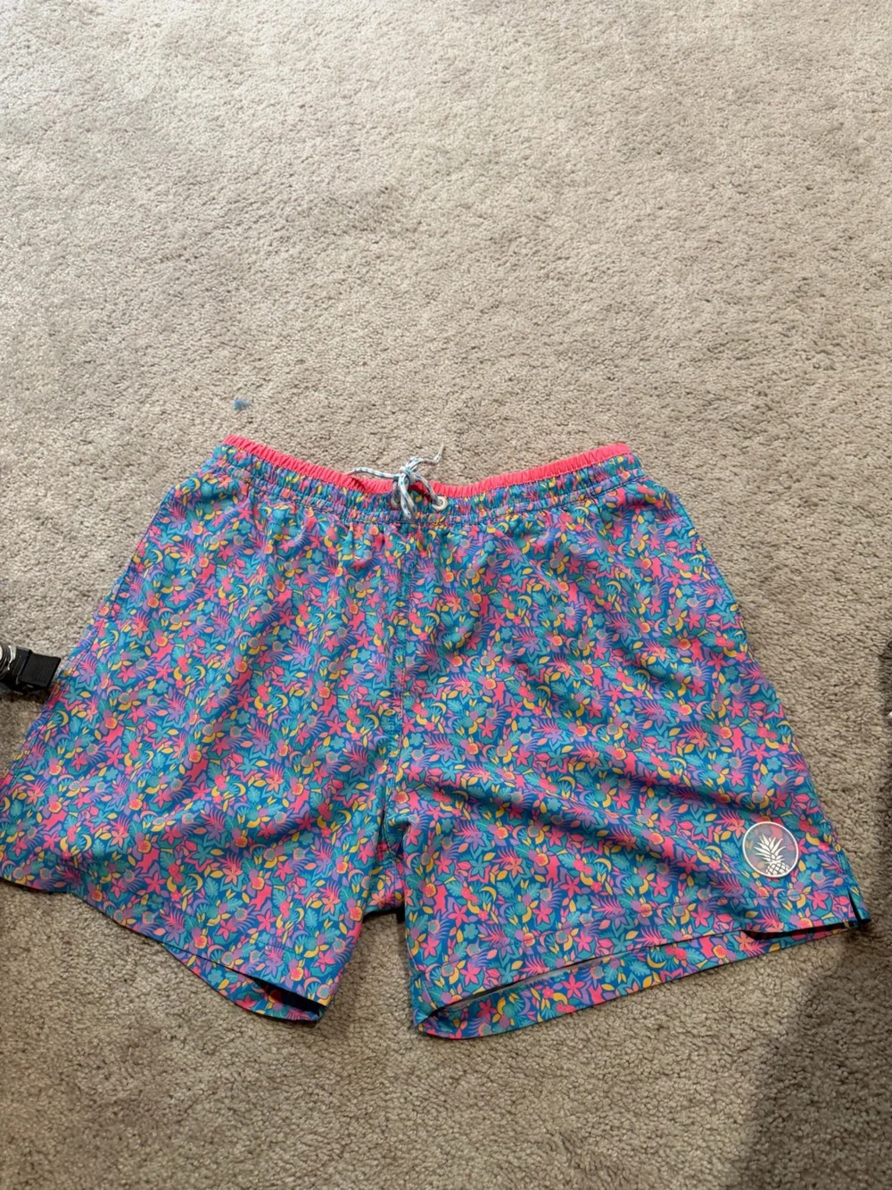 chubbies Men's Floral Swim Trunks in Blue and Pink